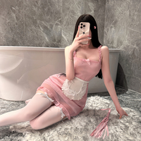 Ensemble de lingerie sexy en dentelle pour adulte, style demoiselle d'honneur, avec soutien-gorge transparent et culotte assortie, idéal pour la Saint-Valentin et les occasions spéciales, léger et intime