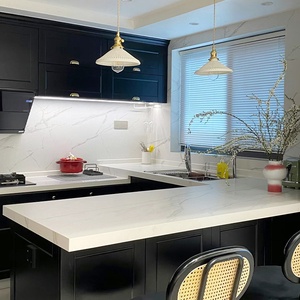 יוקרה העליון המוכר אופנתי שחור נירוסטה ידידותי לסביבה ארונות מטבח מודרני ארונות מטבח מודרני ידית גבוהה - Product Image 2