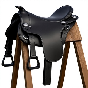 Asiento de Montura de Caballo de Color Negro de Primera Calidad para Equitación, Artículos Ecuestres Hechos en India, Ecológicos y Resistentes al Agua, en Stock - Product Image 1