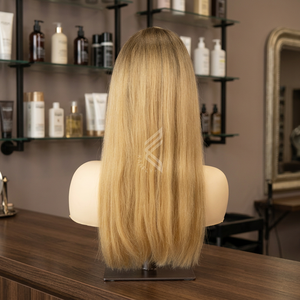 Christmas Gift Set Transparent Lace Front European Hair Straight <b>Wig</b> with Closure in for Blonde <b>Brown</b> Roots Virgin Hair - Product Image 3