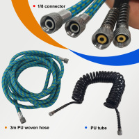 Tuyau de recul tressé de 3 mètres avec adaptateur de 1/8 à 1/4, tuyau de connexion pour aérographe et mini compresseur d'air