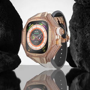 Boîtier de montre en alliage de titane dernier cri, accepte le logo, 49 mm, or avec diamants, boîtier de montre incrusté de moissanite pour <span class=keywords><strong>iWatch</strong></span> - Product Image 2