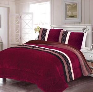 SMILING HOME 2022 Nuevo Diseño <span class=keywords><strong>Chantal</strong></span> Rojo Juego de Edredón y Funda Nórdica para Cama California King, 3 Piezas, 100% Poliéster Antiestático, Lavable a Máquina - Product Image 2