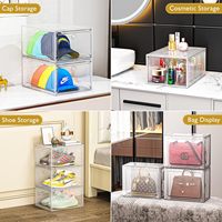 Cajas de Almacenamiento de Zapatos Apilables de Plástico Transparente al por Mayor, Tipo Cajón Acrílico con Frente Abatible, Caja de Zapatos Magnética Transparente