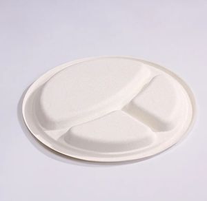 Bpa חינם compostable 9 אינץ כבד 125-חבילה חד פעמיות עגול צלחת נייר צלחת biodetemed מתכלה סיב קנה קנה סוכר - Product Image 6