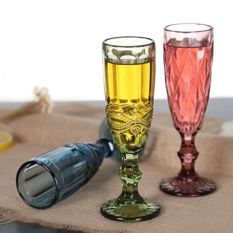 Solid glass drinking cups popular wholesale tall and thin diamond glass cups