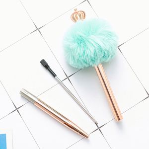 Crown Pom Ballpoint <b>Pen</b> - Cute Office Gift, Fluffy Metal <b>Pen</b>, Fun Promotional Writing Tool - Product Image 4