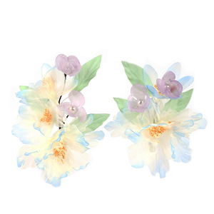 Nouveaux accessoires pour cheveux de style chinois traditionnel, design original fait main, coiffe Hanfu, fleur en gaze dégradée bleu-vert - Product Image 5