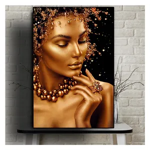 Sexy nackte afrikanische Kunst Schwarz und Gold Frau Ölgemälde auf Leinwand Cuadros Poster druckt Wand kunst Bild Gemälde nach Zahlen