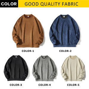 Sudadera de ante bordada con Logo personalizado, Unisex, cuello redondo, venta al por mayor - Product Image 4