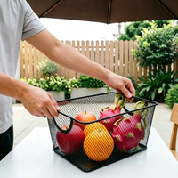 Panier à fruits rectangulaire élégant et peu encombrant en treillis métallique, bac de rangement multifonctionnel pour garde-manger, salle de bain et bureau