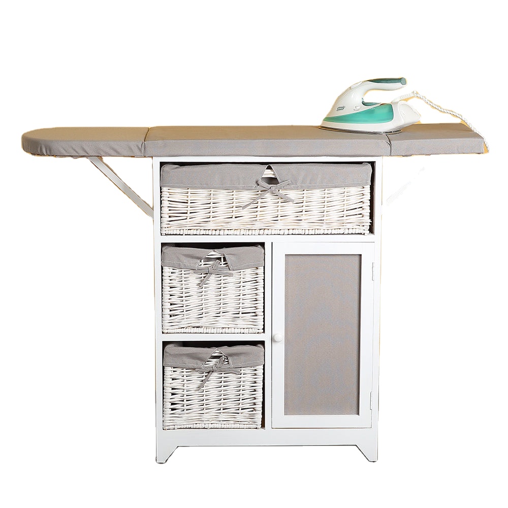 2-in-1 Dresser + Ironing Table Ironing Board with Wicker Baskets