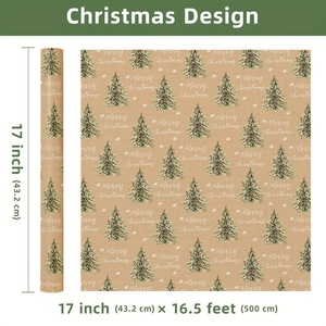 Rollo de Papel Kraft Navideño de 80g con Diseño de Árboles de Pino y Bayas, Papel de Regalo Ecológico - Product Image 5