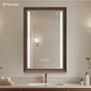 <span class=keywords><strong>Miroir</strong></span> de courtoisie de salle de bain moderne européen rétro avec éclairage LED, montage mural, fonction anti-buée, métal américain IP44 - Product Image 1