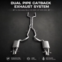 Échappement Catback à double sortie pour Mercedes-Benz C43 AMG 3.0T 2019-2024, échappement sport en acier inoxydable avec valve