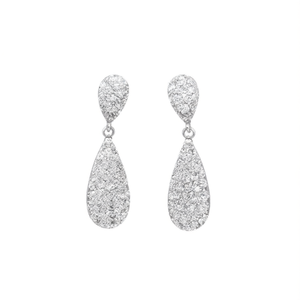 Orecchini Pendenti E2636 in Oro Bianco con Cristalli a Goccia e Micro Inserti di Strass, Gioielli di Lusso da Sposa per Donne - Product Image 1