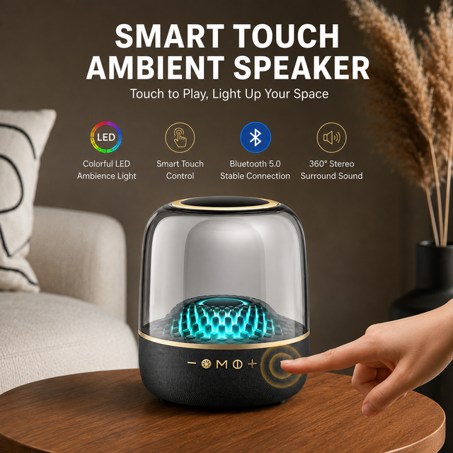 Household Goods Karaoke  Wireless 360 Degrees Led Lights Powerful Sound Bt 5.3 Portable Deep Bass Colorful Speakers