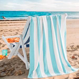 Serviettes de plage personnalisées 100% coton, imprimées et brodées, sans sable, en tissu éponge rayé, grandes et douces, pour hôtel et piscine, avec logo - Product Image 1