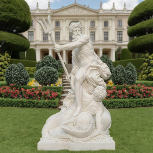 Sculpture en marbre blanc naturel de taille d'usine du <span class=keywords><strong>dieu</strong></span> de <span class=keywords><strong>la</strong></span> mer Décoration de jardin extérieure durable de conception européenne - Product Image 2