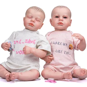 Npk 49Cm Pasgeboren Baby Doll Levensechte Soft Touch Twins Collectible Art Reborn Pop Met Hand-Tekening Haar loulou Pop