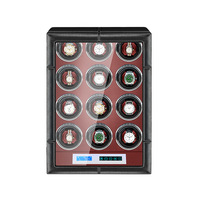 Remontoir de montre mécanique automatique noir en microfibre OEM ODM avec moteur muet intérieur rouge Écran tactile LCD en forme de rectangle