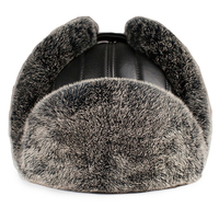 Sombreros cálidos de piel de oveja auténtica para invierno, gorro de piel de conejo Rex, Ushanka, 2022