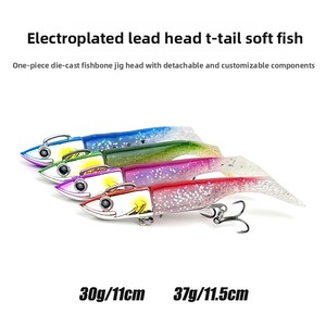 Nouvelle Leurre Souple de Pêche à la Ligne 30g 37g 43g avec Tête Plombée et Queue en T Électroplaquée pour la Pêche en Mer et en <span class=keywords><strong>Bateau</strong></span> - Product Image 2