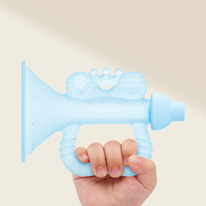 Jouet de <span class=keywords><strong>dentition</strong></span> pour bébé en silicone de qualité alimentaire Newsun, sans BPA, en forme de trompette musicale, doux, facile à saisir, jouet sensoriel unisexe - Product Image 2