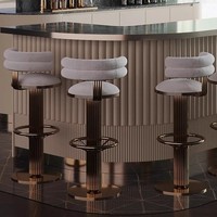 Chaise de bar de luxe en velours pour îlot de cuisine, tabourets hauts modernes pour comptoir, chaises de salle à manger pour hôtel et restaurant