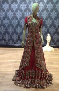---New--<b>Bridal</b>-Dress with Heavy--Embroidery--<b>Jacket</b> & Lehenga--Embellished in crystal glass beads stone work for Wedding=2021... - Product Image 2