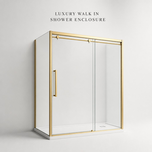 <span class=keywords><strong>Cabine</strong></span> <span class=keywords><strong>de</strong></span> <span class=keywords><strong>douche</strong></span> sur mesure <span class=keywords><strong>de</strong></span> luxe avec cadre doré et porte coulissante en verre pour salle <span class=keywords><strong>de</strong></span> bain moderne - Product Image 1