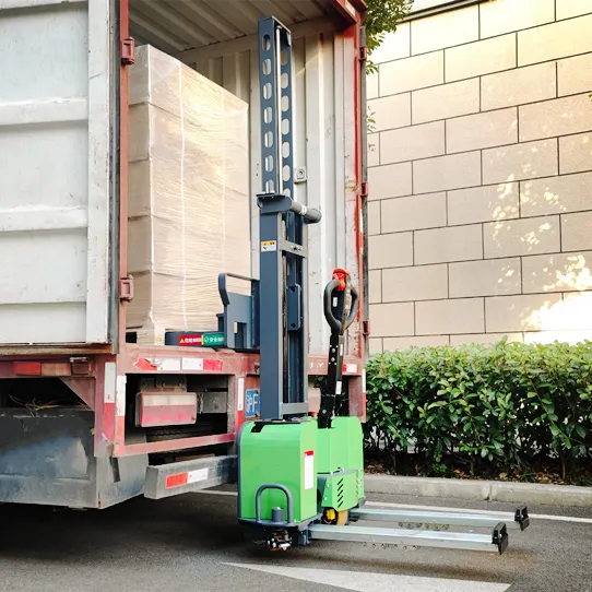 Alle Electr Semi Draagbare Elektrische Zelfontlading Stapelaar Truck Zelfrijdende Stapelaar