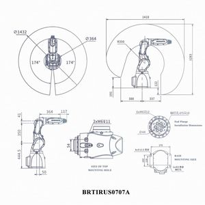 Bras robotisé industriel CE certifié BRTIRUS0707A à 6 axes de haute précision, charge utile de 7 kg, pour soudage, pulvérisation, polissage de noyaux de moteurs - Product Image 3