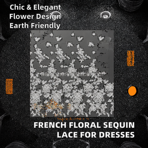 DELACE WM Tessuto in Pizzo con Delicato Motivo Floreale, Bellissimo Ricamo con Grandi Fiori Traforati per Abiti da Sposa - Product Image 3