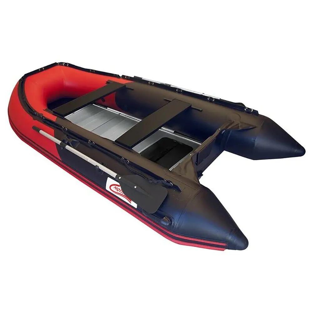 Weihai Perahu Pvc Tiup, Perahu Perahu Warna Merah dan Hitam dengan Lantai Aluminium