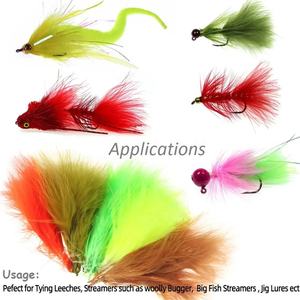 Penna colorata in piuma di marabù con piume di tacchino per sanguisuga lanosa - Product Image 6