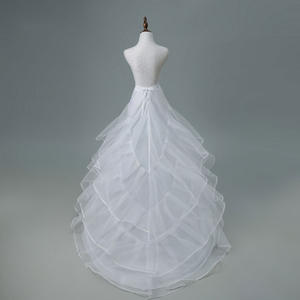 <span class=keywords><strong>Jupon</strong></span> de mariée en crinoline à 2 cerceaux avec traîne chapelle, accessoires blancs - Product Image 5