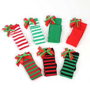 Calcetines de Mujer por Encima de la Rodilla, Tejidos, Transpirables, Cálidos para Invierno, con Rayas de Algodón, para Navidad, Gran Venta - Product Image 5