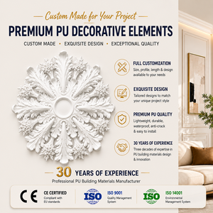 <span class=keywords><strong>Rosace</strong></span> de <span class=keywords><strong>plafond</strong></span> en polyuréthane à motifs floraux, décoration moderne pour villa européenne, résistante à la pourriture et à l'humidité, installation facile - Product Image 1