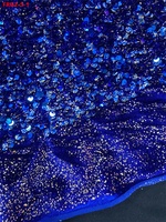Tissu en velours brodé T-win Textile, tissu en dentelle à paillettes et perles en gros pour robe de soirée, robe de fête