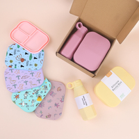 Boîte à Lunch Moderne en Silicone de 800 ml avec 3 Compartiments, Passe au Micro-ondes, Sans BPA, pour Enfants, Étudiants, École et Activités en Plein Air, avec Bouteille d'Eau