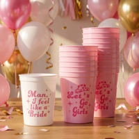 Gobelets en plastique pour cadeaux de mariage en gros |   Lot de tasses personnalisées pour la fête de la mariée, 16 oz |   Articles de table réutilisables personnalisés imprimés