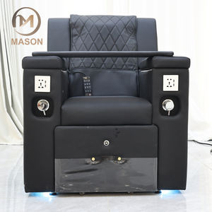 Mason Silla de Pedicura Ajustable con Carga USB, Masaje Manual Retráctil para Baño de Pies, Equipo de Spa de Salón de Uñas Negro, Felpa, 2 Unidades - Product Image 2