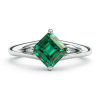 Bagues de mariage personnalisées classiques élégantes en argent sterling plaqué or 18 carats avec zircon cubique 5A taille émeraude géométrique pour femmes