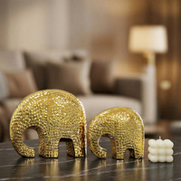 Lot de Figurines d'Éléphants Modernes en Céramique Dorée et Argentée, Porte-Bonheur pour la Décoration Intérieure