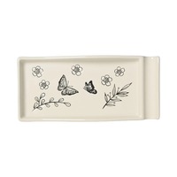 Plat à beurre rectangulaire en céramique personnalisable, écologique, au design moderne végétal, en porcelaine, compatible lave-vaisselle, pour la présentation des aliments