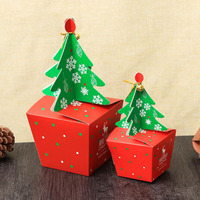 Emballage personnalisé pour biscuits et bonbons, boîte cadeau de Noël avec nœud, décoration Père Noël, finition mate en éponge