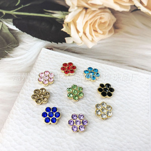 Strass en forme de fleur de Chaozhou, 11 mm, base dorée, dos plat, en verre cristal, accessoires de bijouterie pour la décoration de vêtements, chaussures et sacs - Product Image 3