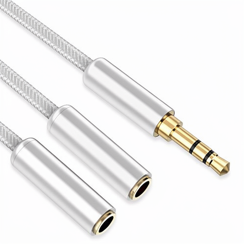 Factory Wholesale 3.5mm 1-in-2 Audio Splitter Cord, Dual Headphone Share Adapter for Cell Phone & Music Devices
