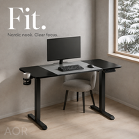 Bureau debout électrique AOR, hauteur réglable, en bois, certifié FCC, structure métallique, montage facile, convertible en forme de Z, vente en gros d'usine